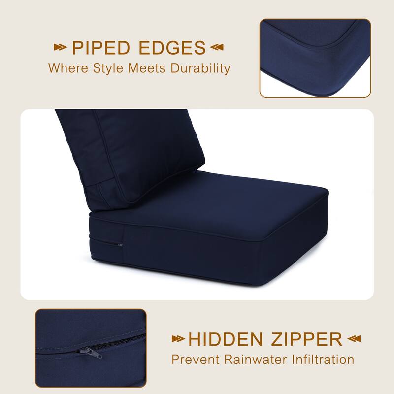 Aoodor 24x24x6 Inch Outdoor Patio Chair Cushions Set, Weather-Resistant Sunbrella Fabric Outdoor Cushion, Set of 2