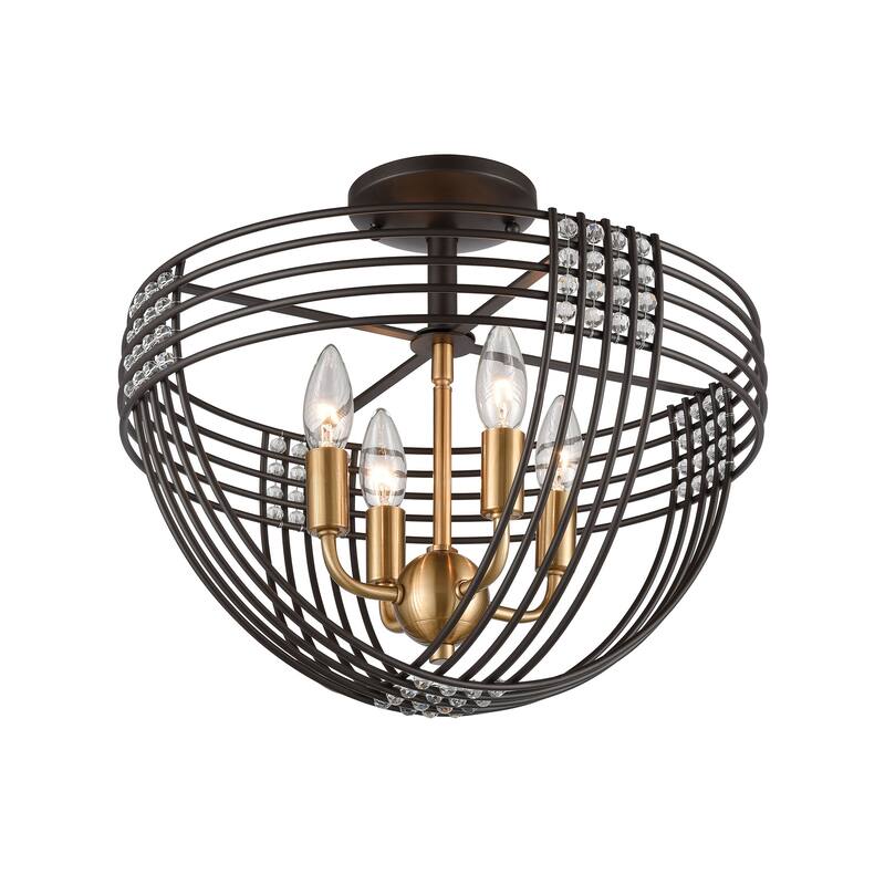 Elk Home Concentric Oiled Bronze With Metal Shade 4 Light Semi Flush
