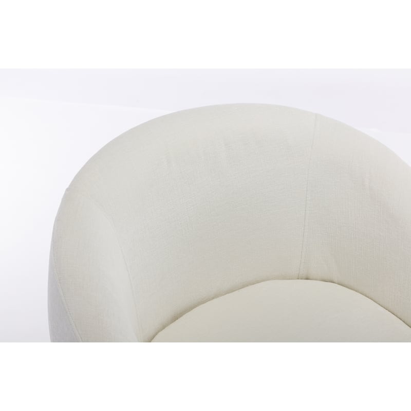 Ivory Chenille 25.6" Swivel Barrel Chair with Black Coating