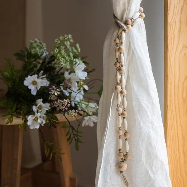 slide 2 of 10, RusticReach Solid Wood Handmade Rustic Curtain Tiebacks