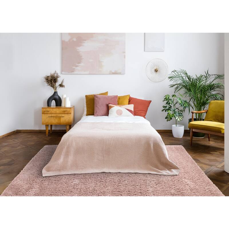 Taylor Collection - Plush Pink Shag Area Rug