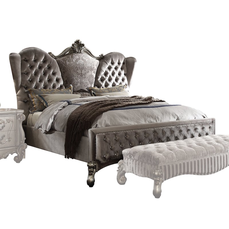 Calvert Antique Platinum Upholstered Panel Bed