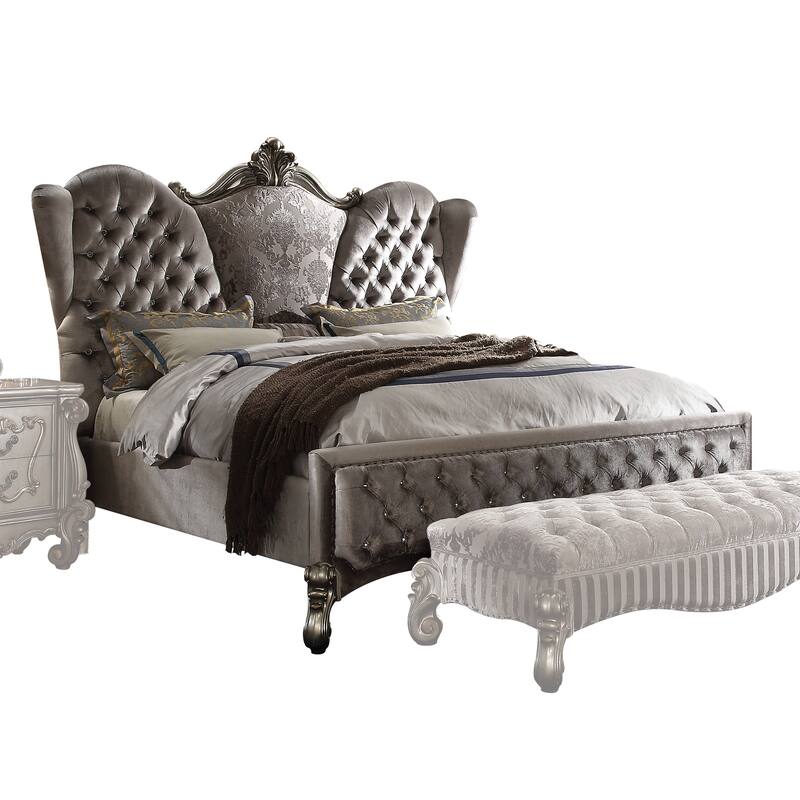 Calvert Antique Platinum Upholstered Panel Bed - Queen