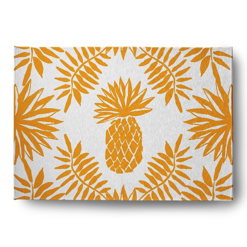 Pineapple Leaves Spring Chenille Indoor/Outdoor Rug - Mango - 5' x 7'