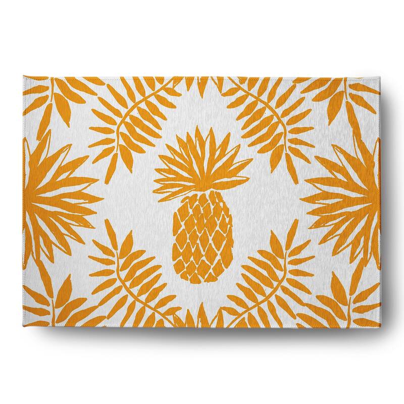 Pineapple Leaves Spring Chenille Rug - 5' x 7' - Mango