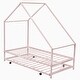 preview thumbnail 4 of 8, Twin Size Metal House Bed with Pull-Out Trundle for Space-Saving and Versatile Children's Bedrooms