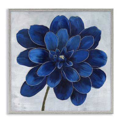 Stupell Modern Deep Blue Floral Carnation Flower Petal Outline Framed Wall Art