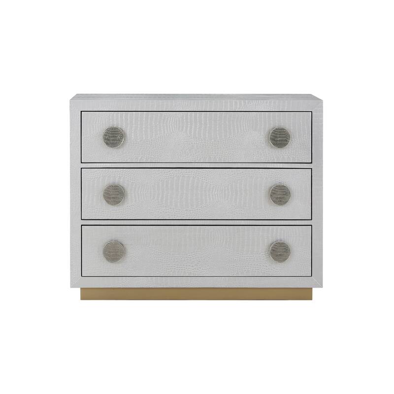 Stylish Console Cabinet with Faux Crocodile Skin Finish and Multiple Storage Options