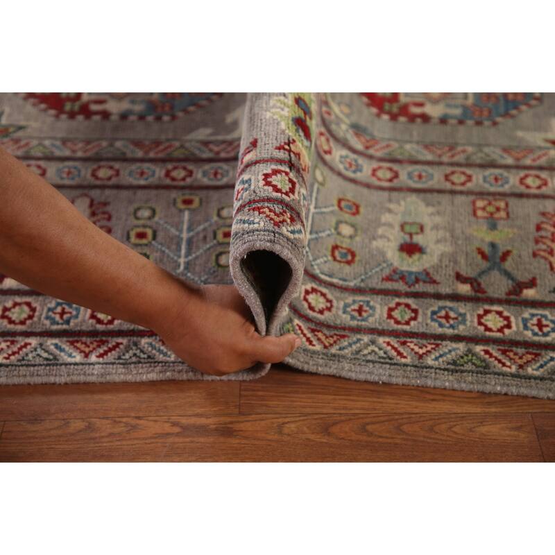 All-Over Gray Kazak Oriental Area Rug Handmade Wool Carpet - 8'5"x 11'0"