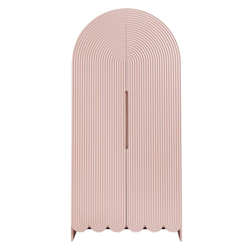 Dahlia 78 Inch Fluted and Scalloped Arched Storage Cabinet