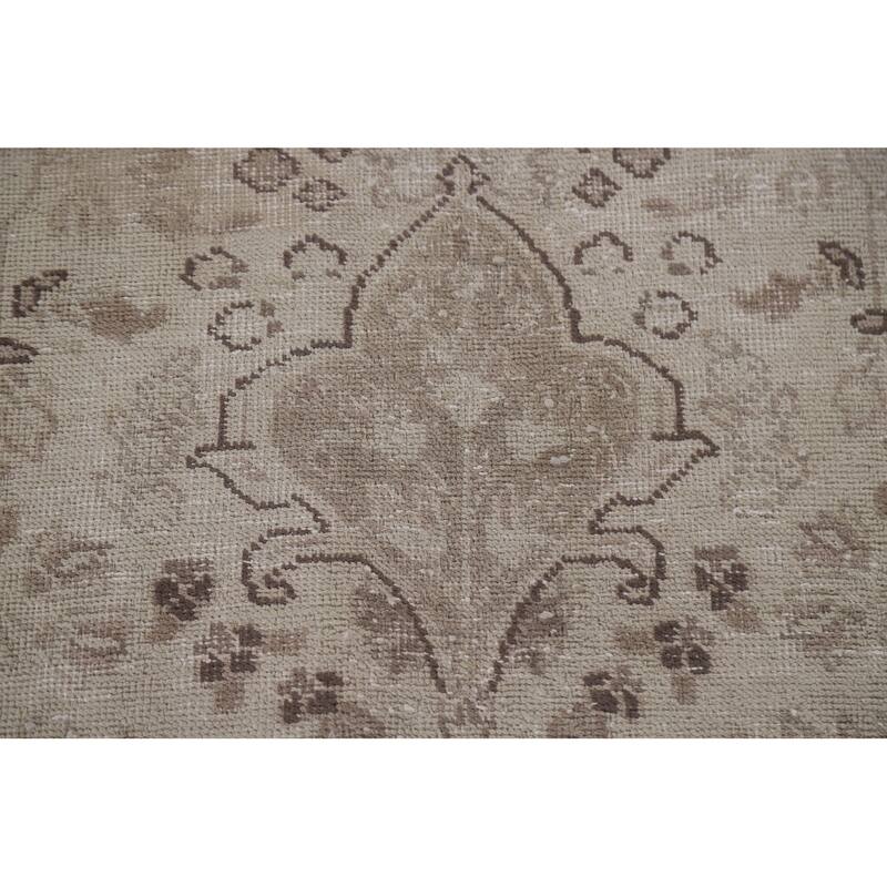 Hand Knotted Oriental 100% Wool Carpet Traditional Floral Beige & Ivories Kashan Area Rug - 12' 1'' X 9' 5''