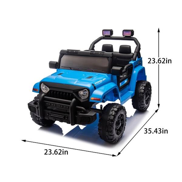 dimension image slide 2 of 3, 12V Kids Ride-On Car with Remote Control, Dual Drive, Bluetooth, MP3, Four-Wheel Suspension, Headlights for Ages 2-4