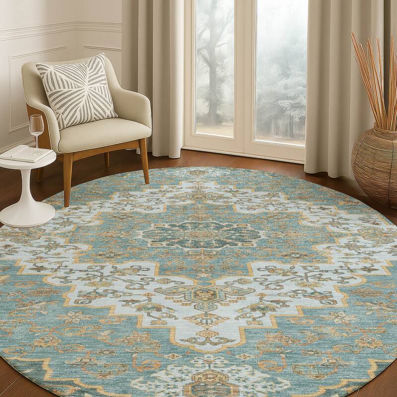 Machine Washable Indoor/ Outdoor Traditional Karachy Chantille Rug