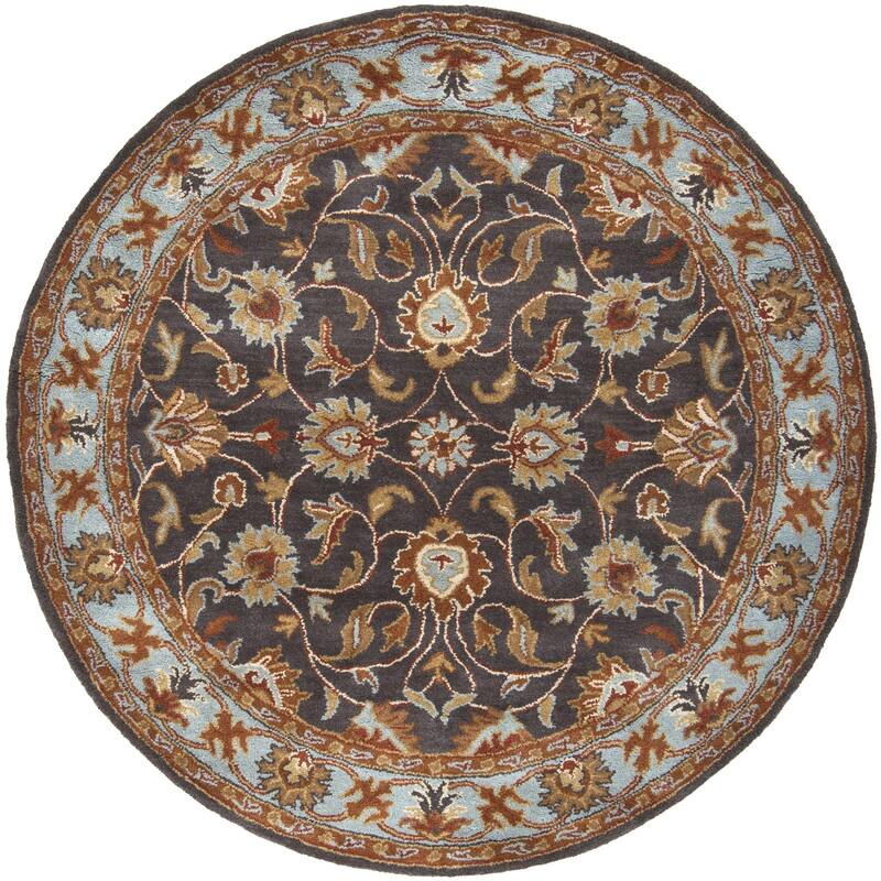 Livabliss Caesar Updated Traditional Border Area Rug. - 6' x 6' - Charcoal/Blue - Round