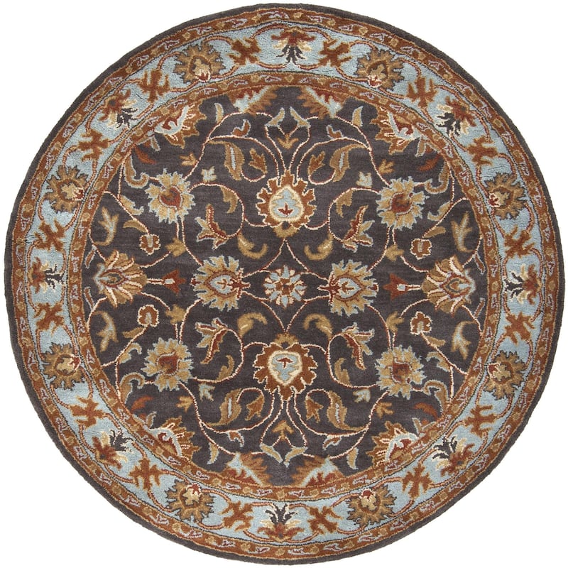 Livabliss Caesar Updated Traditional Border Area Rug. - 9'9" x 9'9" Round - Charcoal/Blue