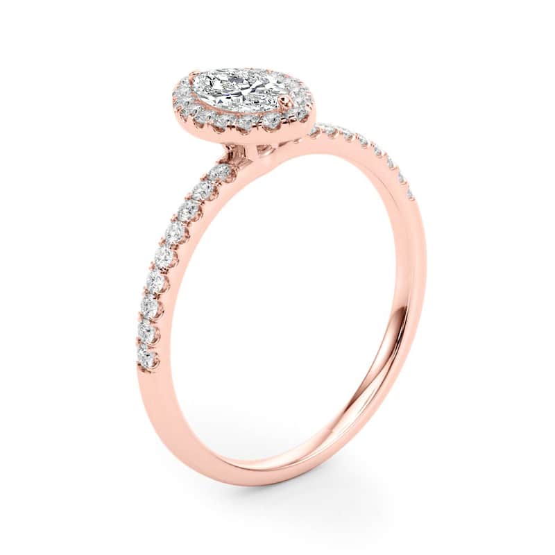 Auriya 14k Rose Gold Lab Grown Marquise Diamond Halo Engagement Ring 0.50 to 5.00 ct. tw. (F-G VS)