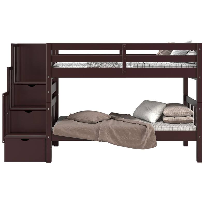 Taylor & Olive Trillium Twin over Twin Stairway Bunk Bed, 3 Steps