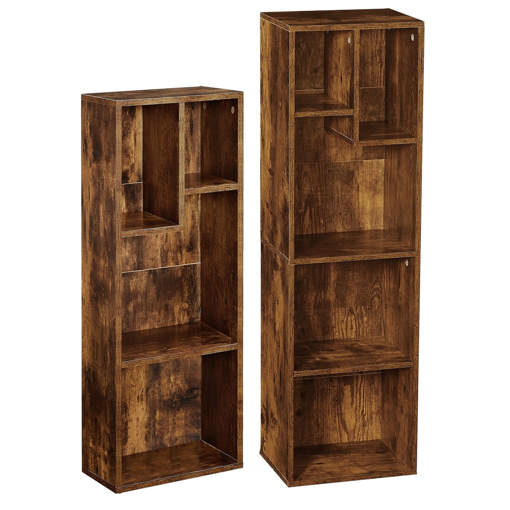 VECELO 3-Tier Bookcase and 4-Tier Bookcase set, Modern & Contemporary Wooden Bookshelf sets(set of 2)