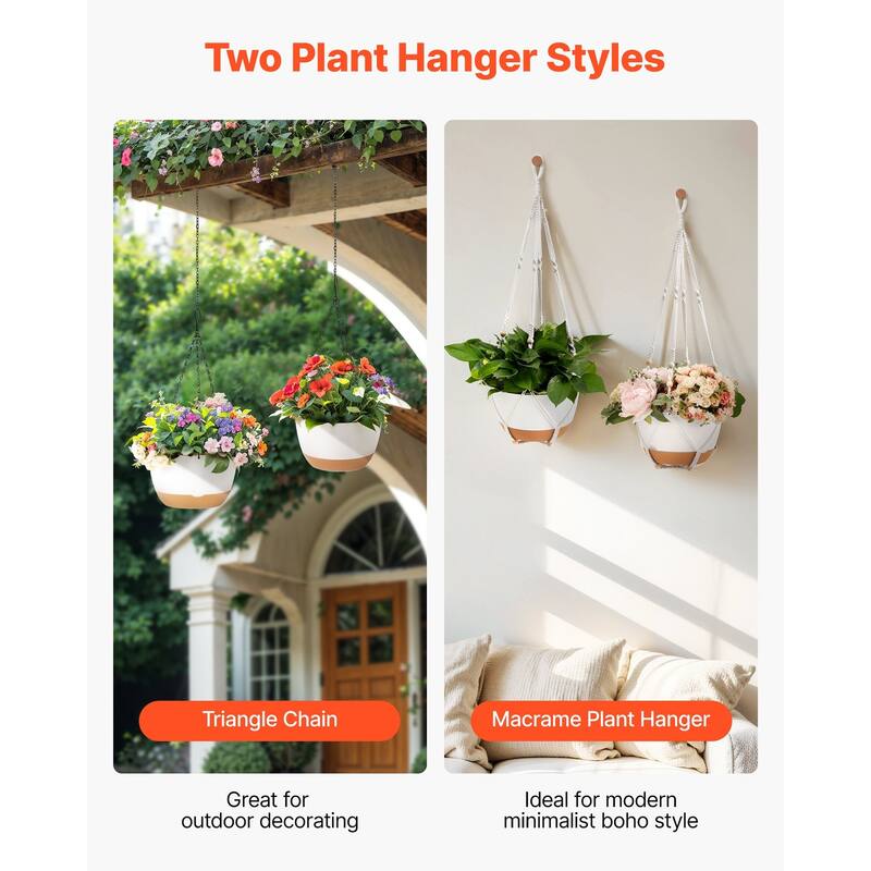 2-Pack 10" Self-Watering Hanging Planters with Drainage Holes - 9.84 x 9.84 x 5.91 in