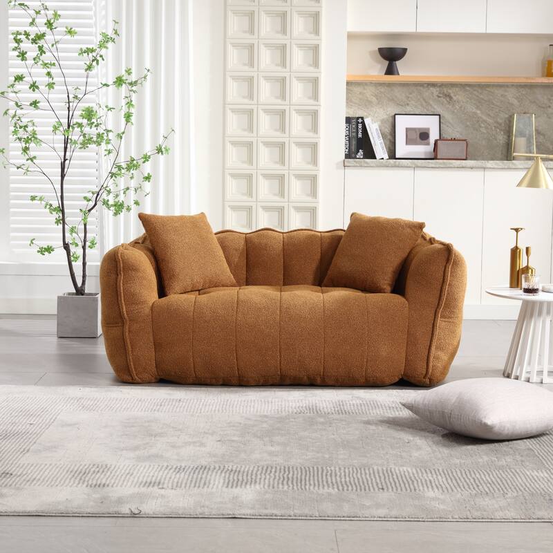 66-Inch Chenille Upholstered Loveseat with Pillows