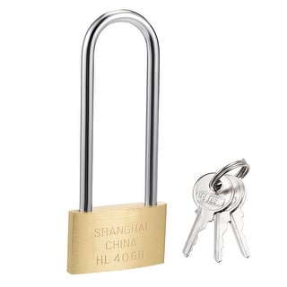 Brass Padlock Keyed Alike 60mm Wide Brushed Finish Long Harden Shackle ...