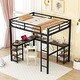 preview thumbnail 2 of 11, Black Full Size Metal Loft Bed with Desk and Shelves, Ladder and Guardrails, Vintage wood-colored desk