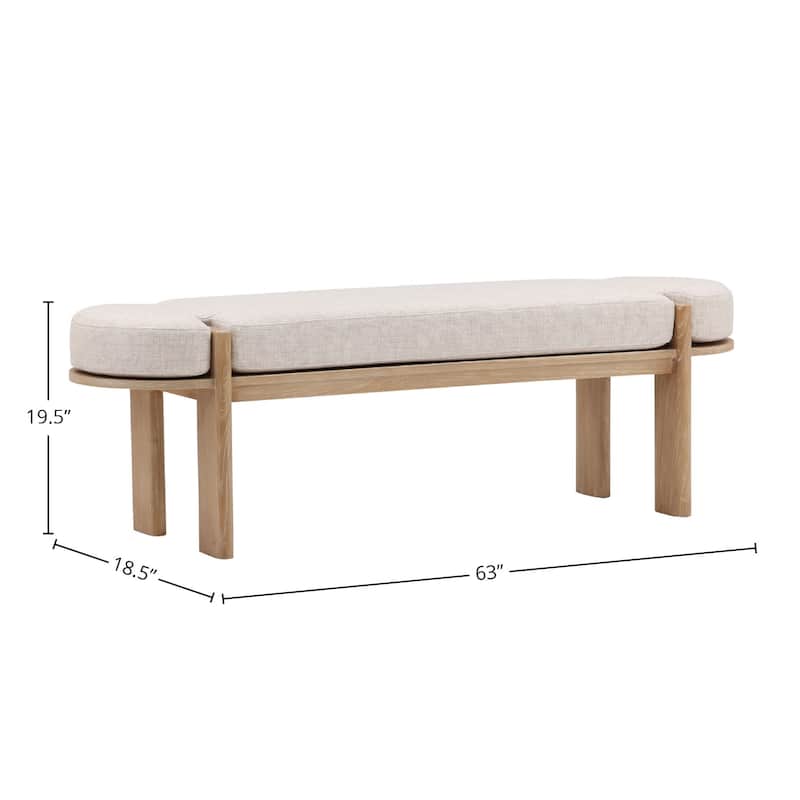 Elias Upholstered Accent Bench, Beige