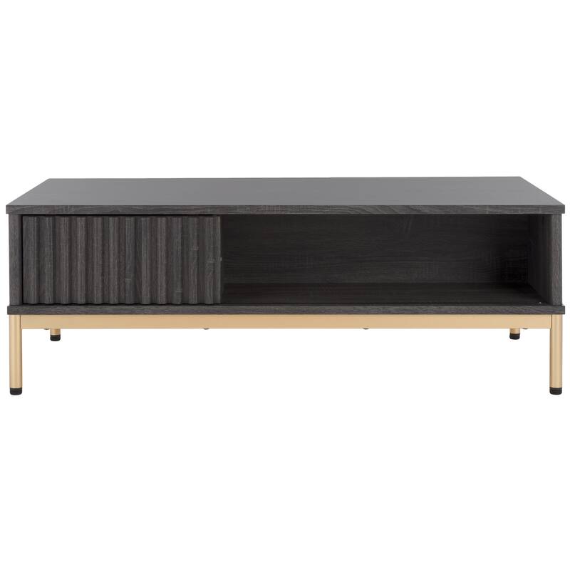 SAFAVIEH Tamayo 2-Door Storage Coffee Table - 43.7 In. W x 21.5 In. D x 15.4 In. H - 44Wx21Dx15H - Distressed Black