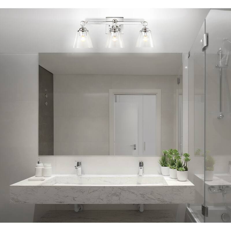 August Hurricane Metal/Glass Vanity, Chrome by JONATHAN Y