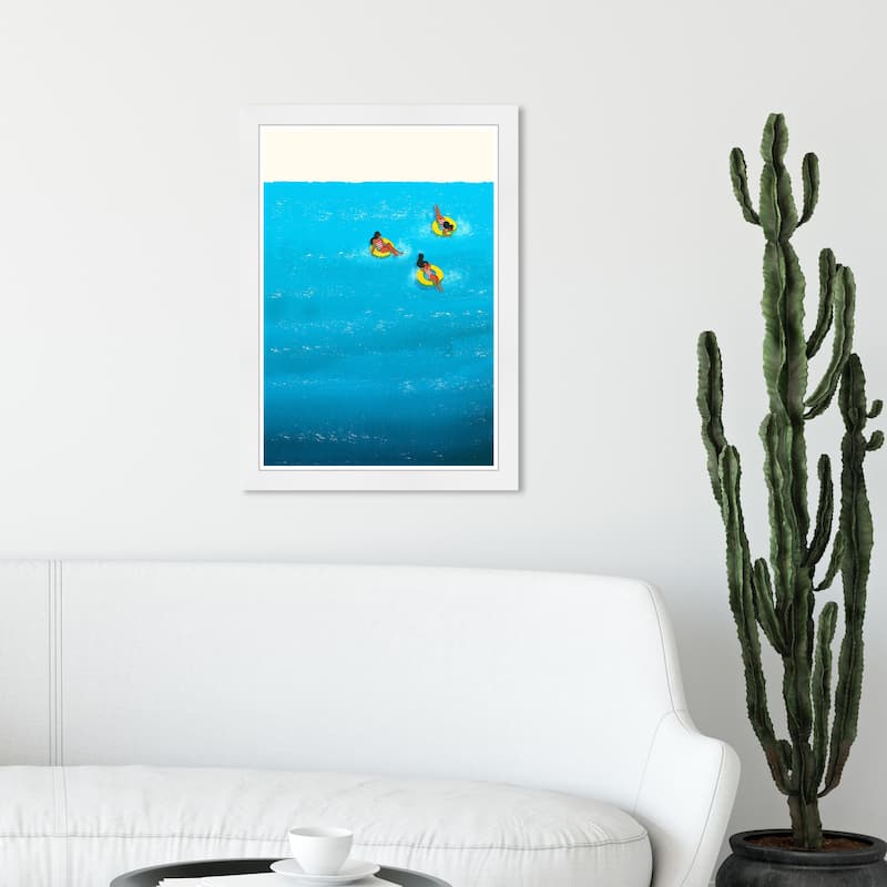 Wynwood Studio 'Primary Beach Time' Nautical and Coastal Wall Art Framed Print Coastal - Blue, Yellow - 13 x 19