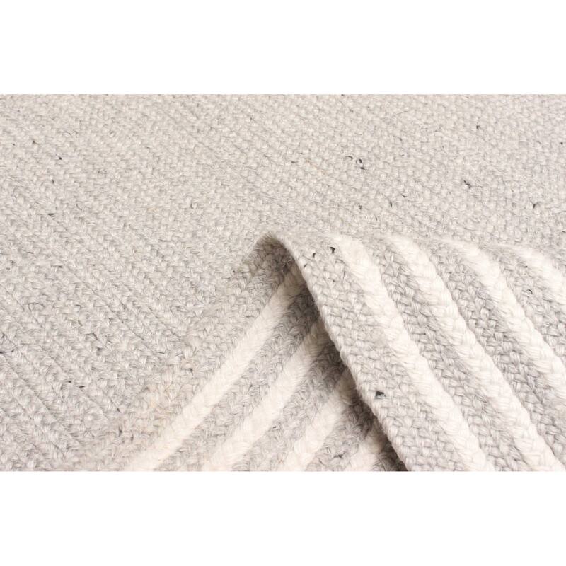 ECARPETGALLERY Braid weave Sienna Light Grey Wool Rug - 3'2 x 5'0