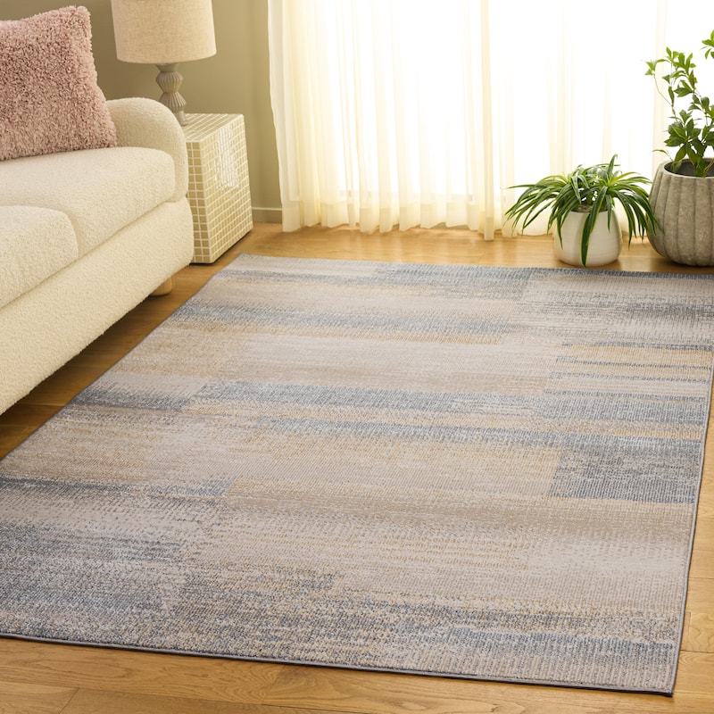 SAFAVIEH Blair Machine Washable Akkie Slip Resistant Contemporary Rug - 4' x 6' - Grey/Beige