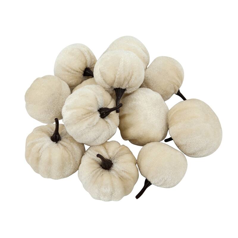 2in. Set of 4 Velvety Pumpkin In Mesh Bag/12 for Harvest Festival Thanksgiving