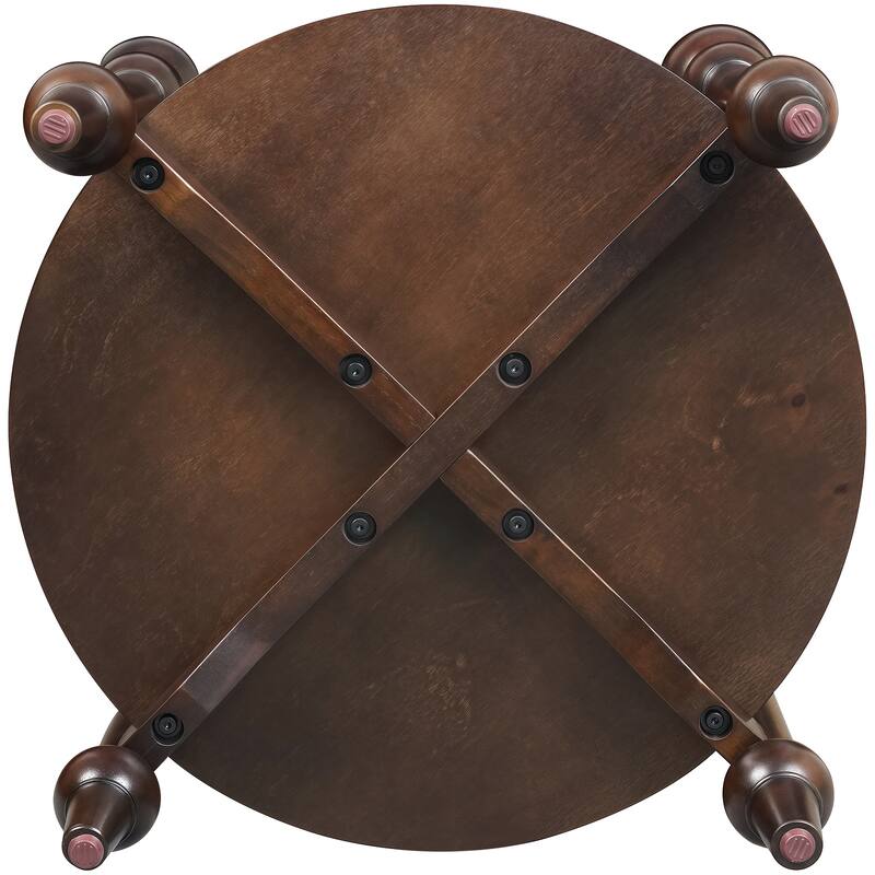 Classic Solid Wood Round Side Table with Lower Shelf