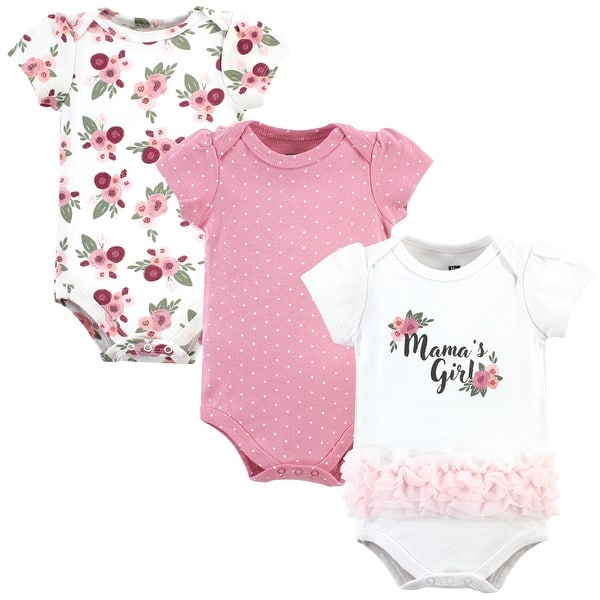 slide 1 of 1, Hudson Baby Infant Girl Cotton Bodysuits, Mamas Girl Flower Tutu 0-3 Months - Mamas Girl Flower Tutu