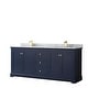 preview thumbnail 3 of 19, Avery 80-inch Double Vanity, Marble Top, Square Sinks, No Mirror