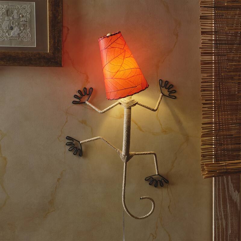 Gecko Wall Lamp Combo, Cocoa Leaves Shade, 16 x 7 x 24 in. - 16 x 7 x 24