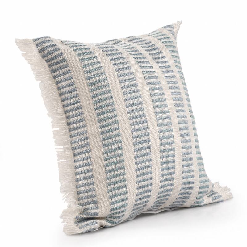 HomeRoots 20" Blue And Ivory Striped Throw Pillow