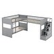 preview thumbnail 6 of 4, Twin Twin over Wooden L-Shaped Bunk Bed with Stairway and Ladder,