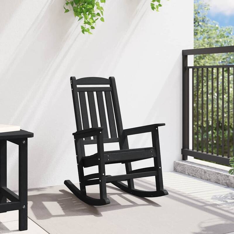 vidaXL Garden Rocking Chair Black 70 x 92 x 108cm HDPE - 27.6 x 36.2 x 42.5 in