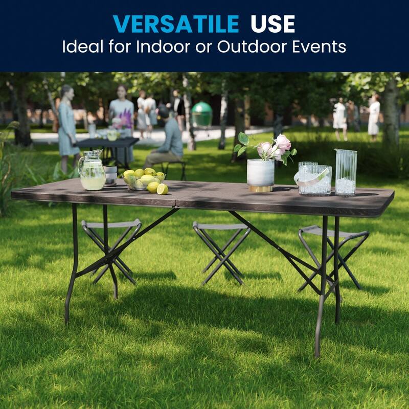 30"W x 72"L Bi-Fold Plastic Banquet and Event Folding Table with Carrying Handle - 72"D x 30"W x 29"H