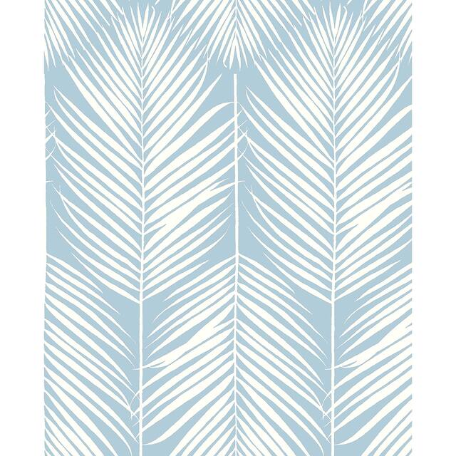 NextWall Palm Silhouette Peel and Stick Wallpaper - 20.5 in. W x 18 ft. L - Hampton Blue