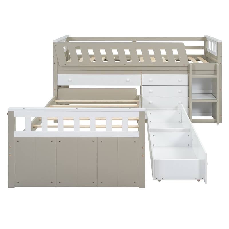Space Saving Twin Loft and Twin Platform Bed