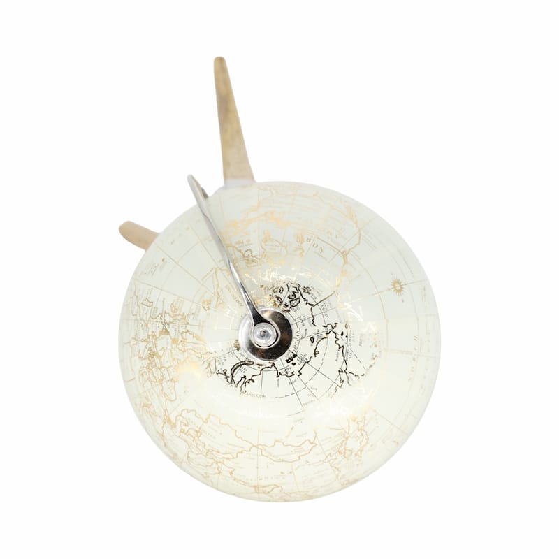 Sagebrook Home 8" Globe on Marble-Based Wood Tripod Stand, Aluminum Finish - Unique Accent Piece - 8.0" x 8.0" x 19.0"