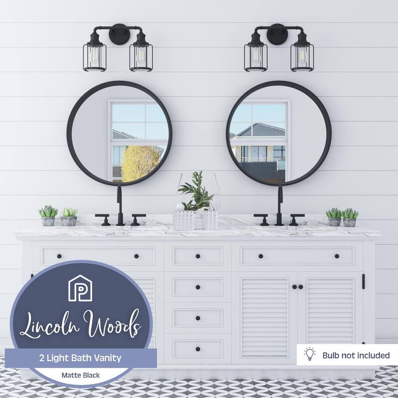 YANSUN 14.17-in 3 Light Matte Black Industrial Bathroom Vanity Light In