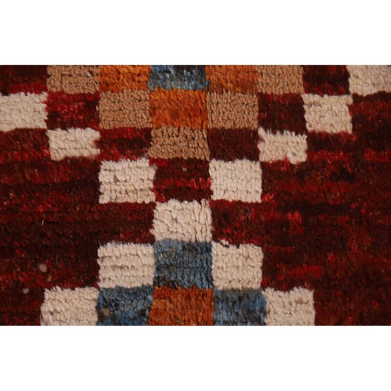 Hand Knotted Oriental 100% Wool Carpet Modern Geometric Red Moroccan Area Rug - 7' 9'' X 5' 6''