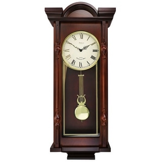 Grand 31 Inch Chiming Pendulum Wall Clock in Antique Mahogany Cherry ...