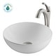 preview thumbnail 10 of 32, Kraus 3-in-1 Set White Round Ceramic Vessel Sink Arlo Faucet w/ Drain