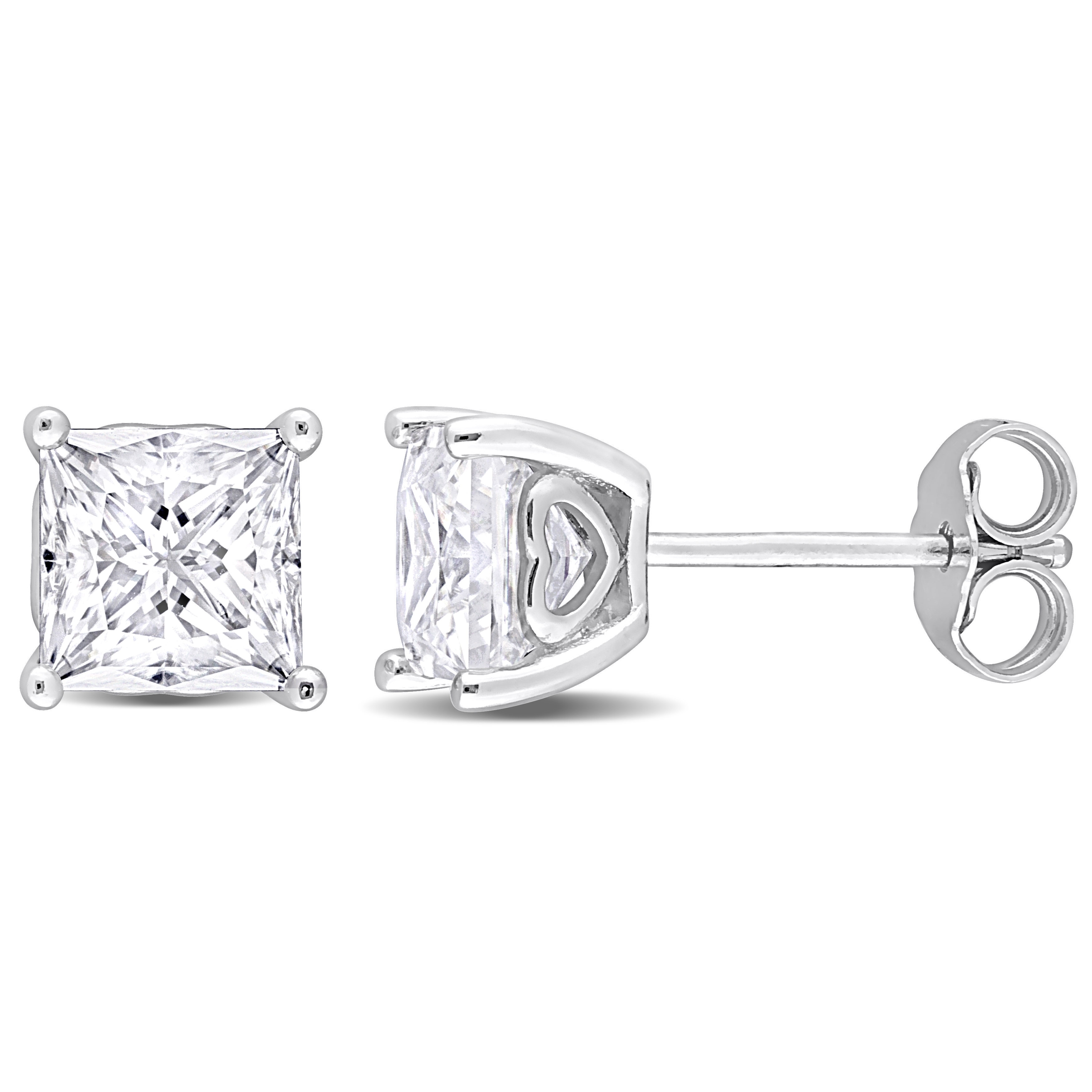 Miadora 2 1/2ct DEW Square Created Moissanite Stud Earrings in Sterling Silver