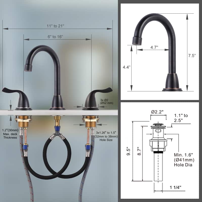 WOWOW 8 Inch Widespread Bathroom Faucet